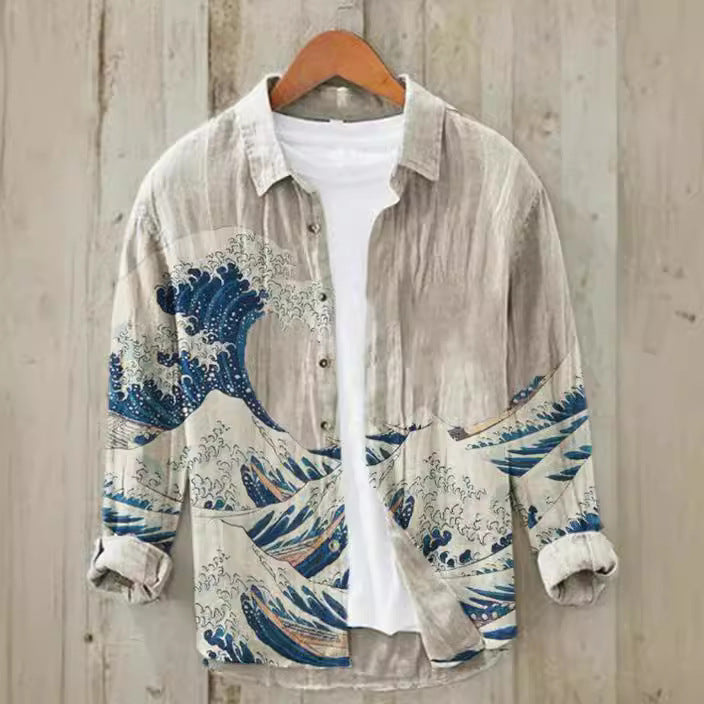 New Casual Printed Hawaiian Shirt Men