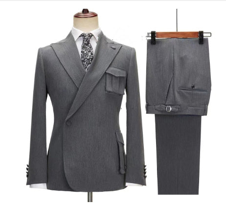 Suit Double Breasted Men's Striped Two-piece Set