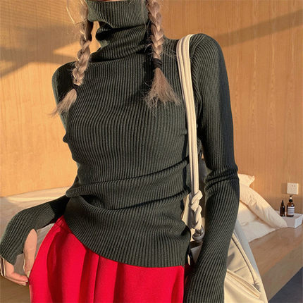 Women's High Collar Thickened Pullover Sweater Knitted Bottoming Shirt