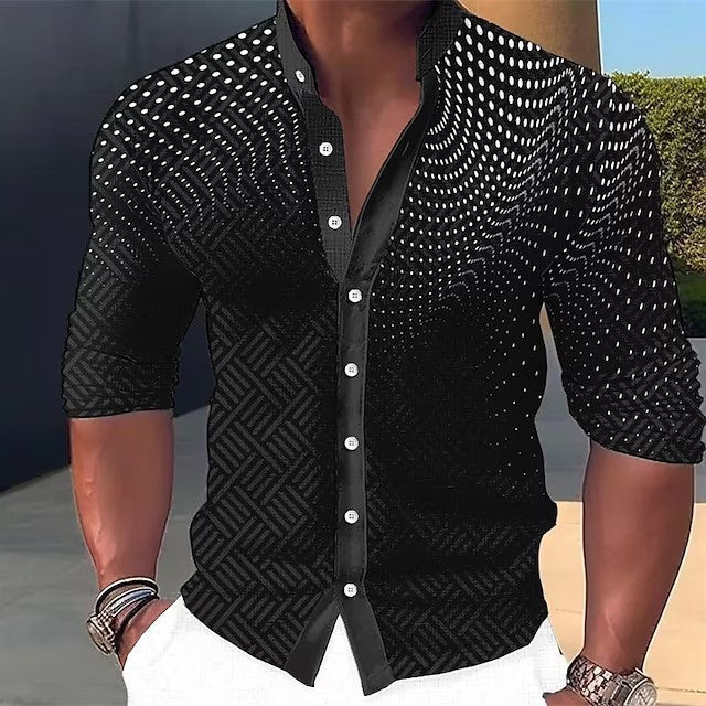 Men's Dizzy Multicolor 3D Digital Printed Round Neck Long Shirt