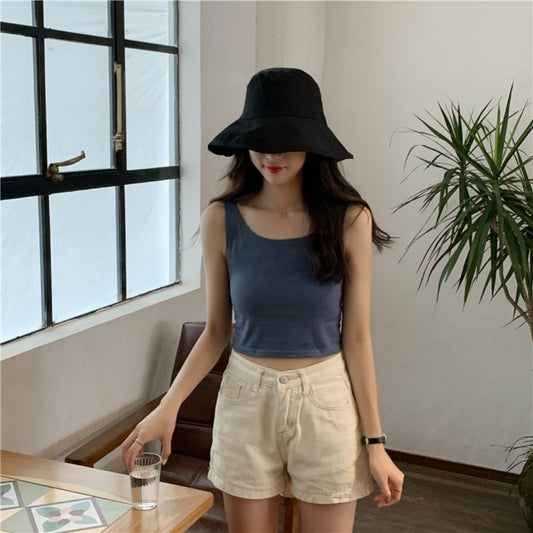 Beauty Back Outer Vest Short Small Sling Female Summer New Korean Style Black Inner Base