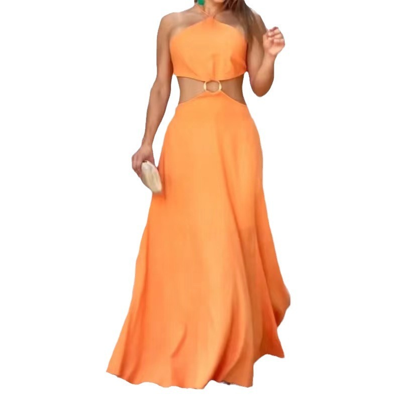 Orange Autumn Sleeveless Dress