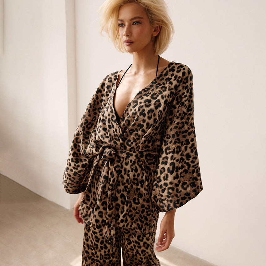 Women's Leopard Print Loose And Breathable Pajama Set