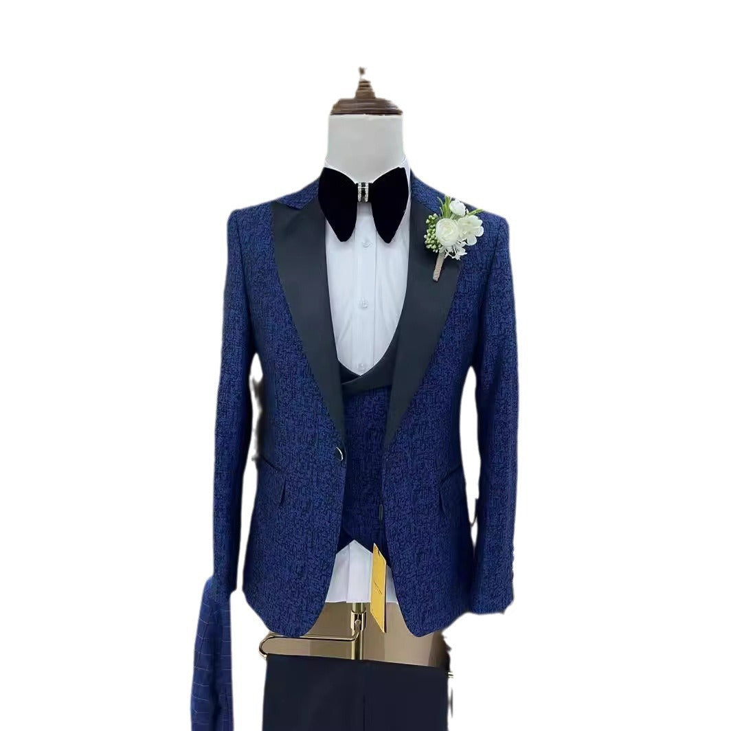 Jacquard Men's Wedding Casual Host Suit 3-piece Set