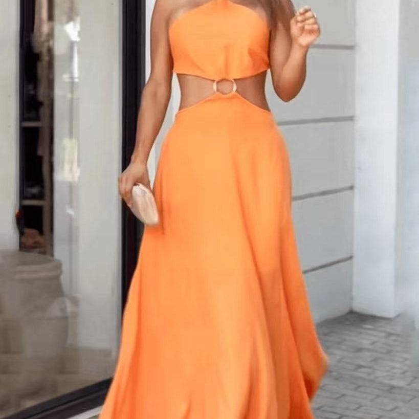 Orange Autumn Sleeveless Dress