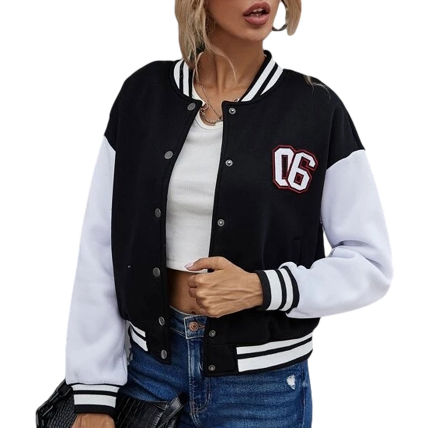 Retro Patchwork Leather Sleeve Baseball Jacket