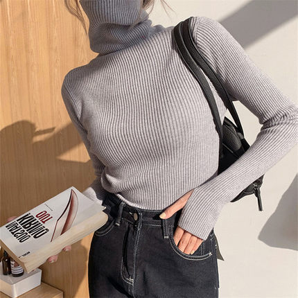 Women's High Collar Thickened Pullover Sweater Knitted Bottoming Shirt