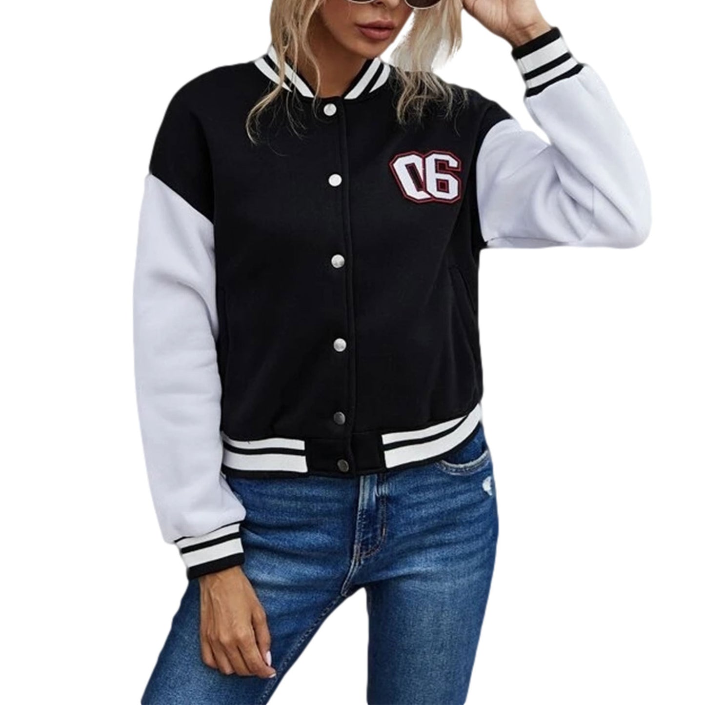 Retro Patchwork Leather Sleeve Baseball Jacket