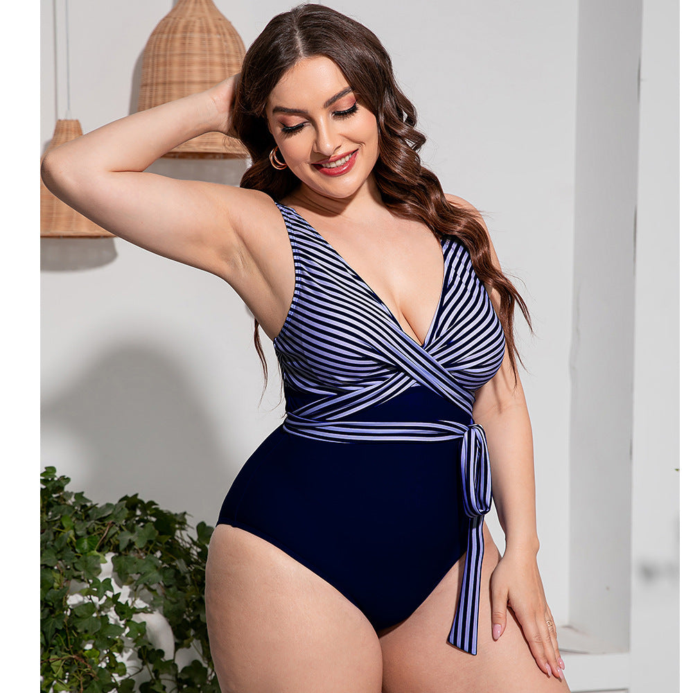 Women's Simple Casual Printed Sports One-piece Swimsuit