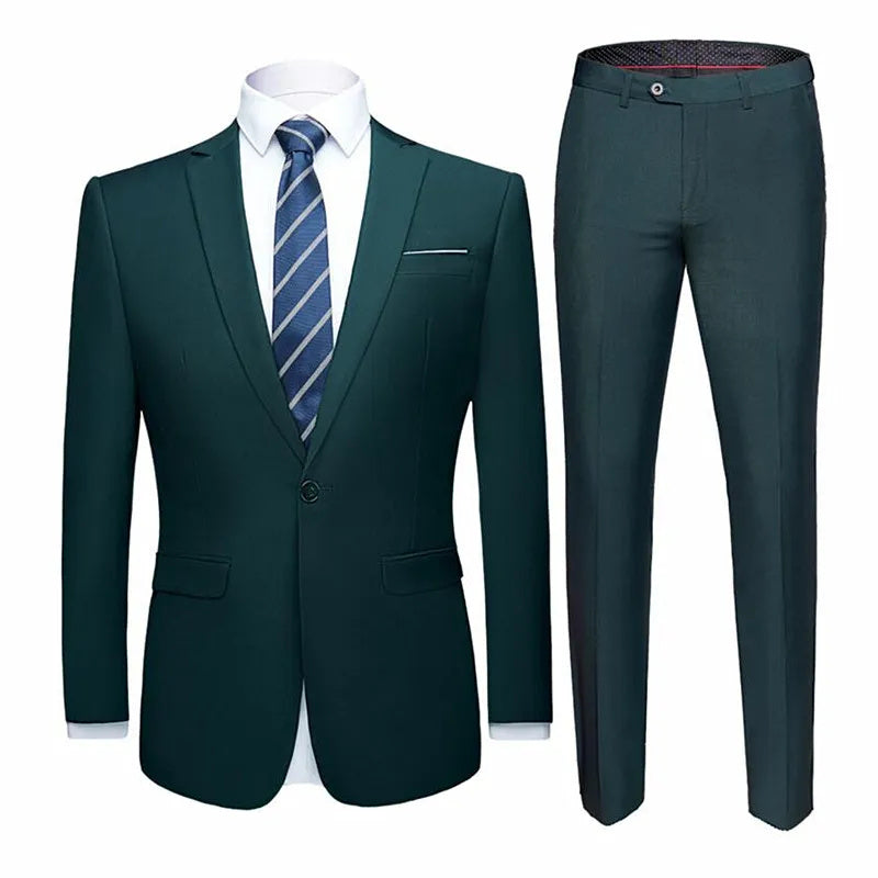 Solid Color Two-piece Plus Size Men's Suit